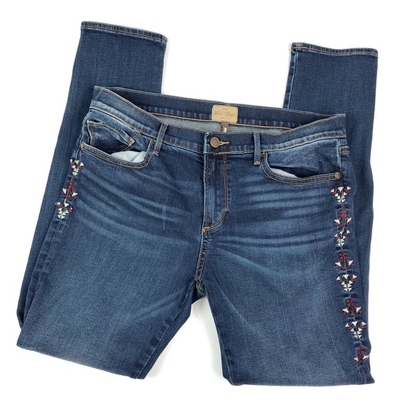 tribal embroidered jeans